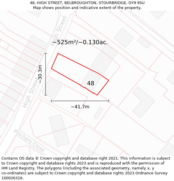 48, HIGH STREET, BELBROUGHTON, STOURBRIDGE, DY9 9SU: Plot and title map