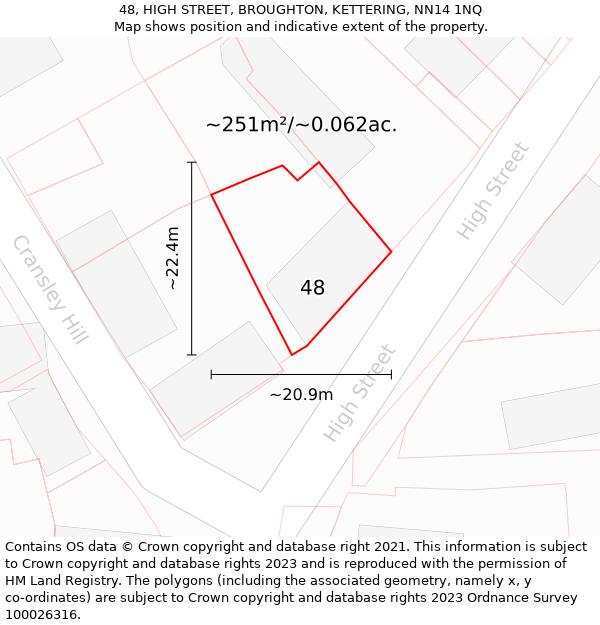 48, HIGH STREET, BROUGHTON, KETTERING, NN14 1NQ: Plot and title map