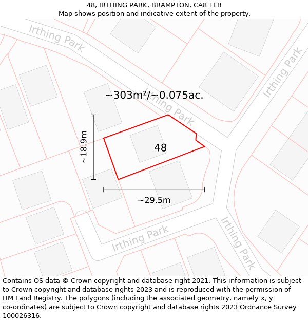 48, IRTHING PARK, BRAMPTON, CA8 1EB: Plot and title map