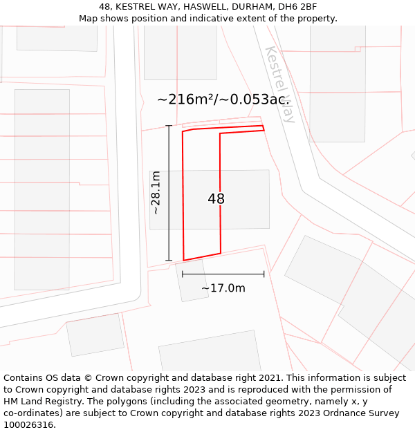 48, KESTREL WAY, HASWELL, DURHAM, DH6 2BF: Plot and title map