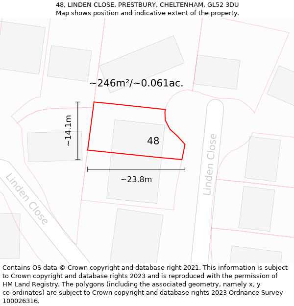 48, LINDEN CLOSE, PRESTBURY, CHELTENHAM, GL52 3DU: Plot and title map