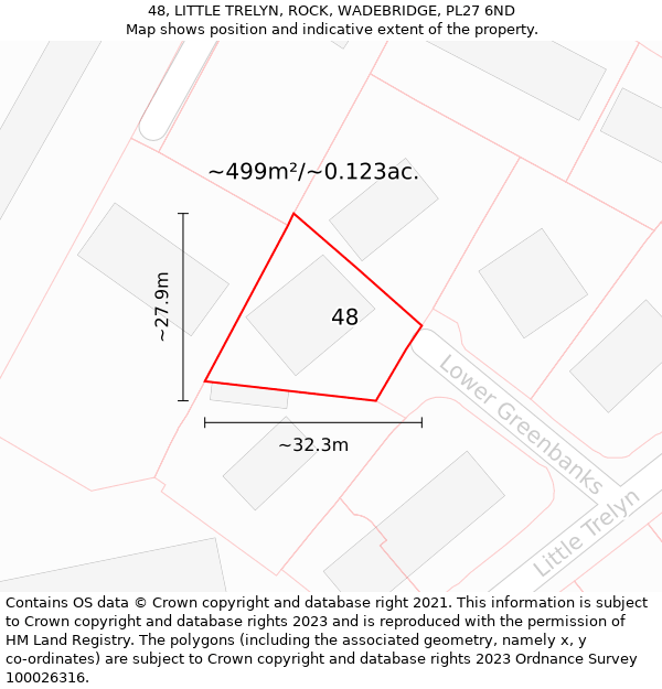 48, LITTLE TRELYN, ROCK, WADEBRIDGE, PL27 6ND: Plot and title map