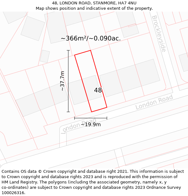 48, LONDON ROAD, STANMORE, HA7 4NU: Plot and title map