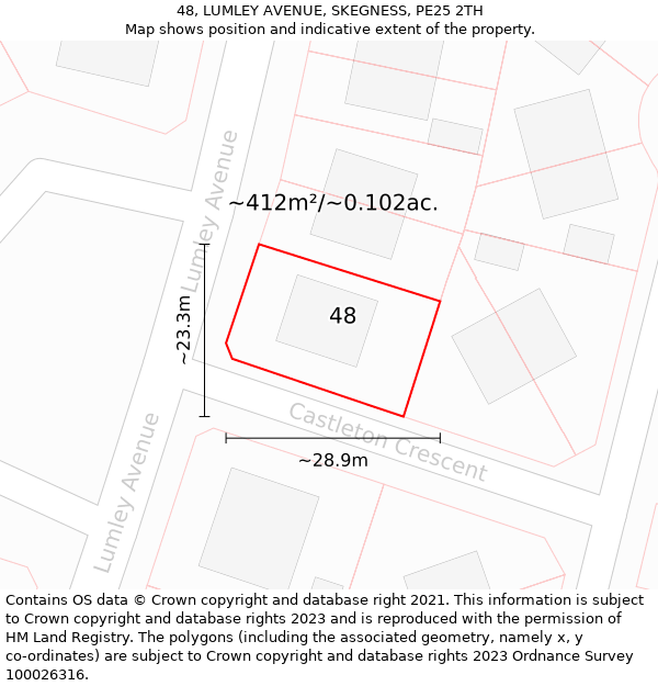 48, LUMLEY AVENUE, SKEGNESS, PE25 2TH: Plot and title map