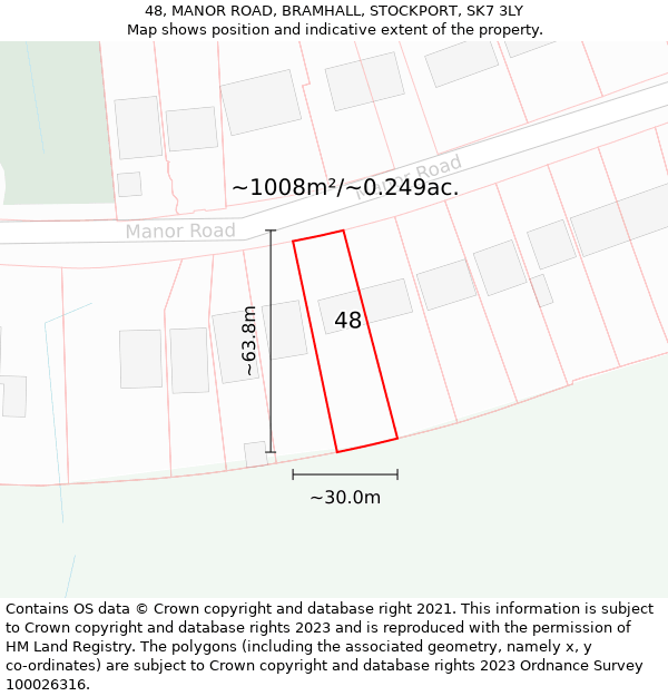 48, MANOR ROAD, BRAMHALL, STOCKPORT, SK7 3LY: Plot and title map