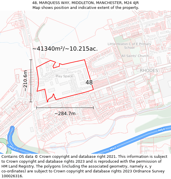 48, MARQUESS WAY, MIDDLETON, MANCHESTER, M24 4JR: Plot and title map