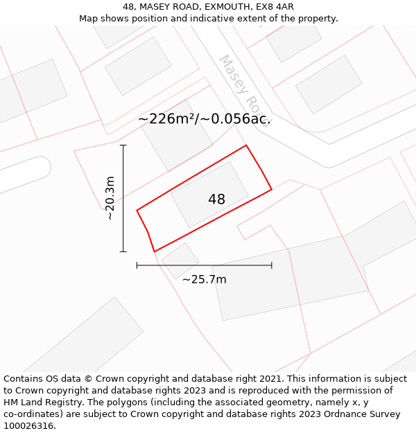 48, MASEY ROAD, EXMOUTH, EX8 4AR: Plot and title map
