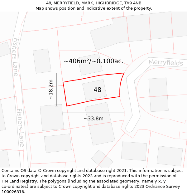 48, MERRYFIELD, MARK, HIGHBRIDGE, TA9 4NB: Plot and title map