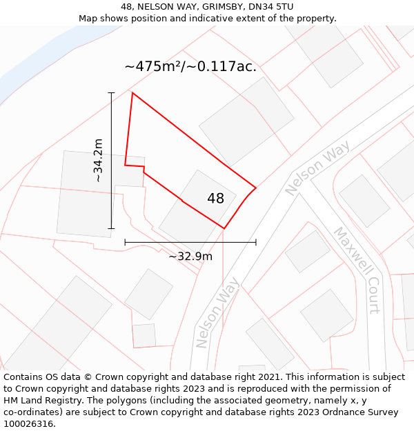 48, NELSON WAY, GRIMSBY, DN34 5TU: Plot and title map