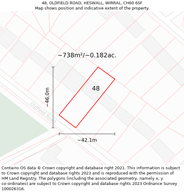 48, OLDFIELD ROAD, HESWALL, WIRRAL, CH60 6SF: Plot and title map