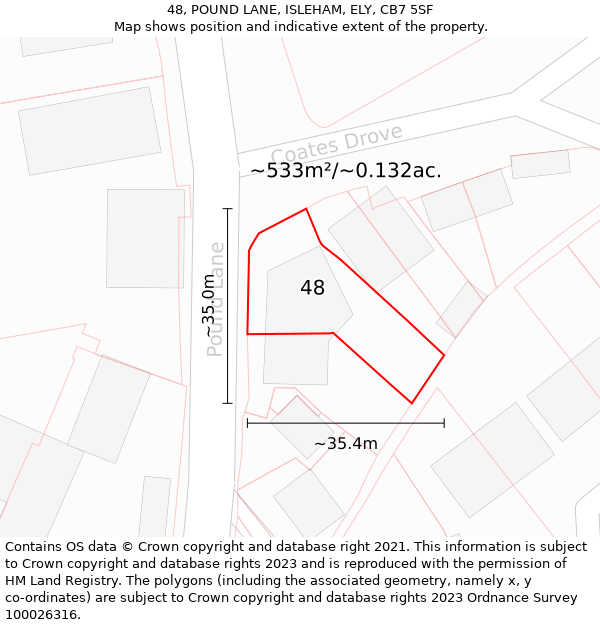 48, POUND LANE, ISLEHAM, ELY, CB7 5SF: Plot and title map