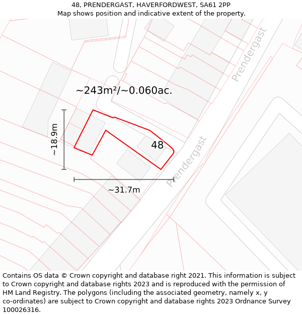 48, PRENDERGAST, HAVERFORDWEST, SA61 2PP: Plot and title map