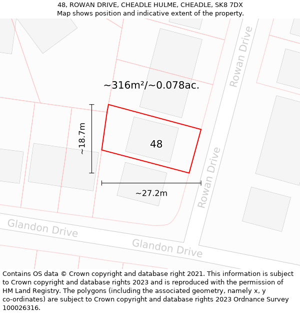 48, ROWAN DRIVE, CHEADLE HULME, CHEADLE, SK8 7DX: Plot and title map