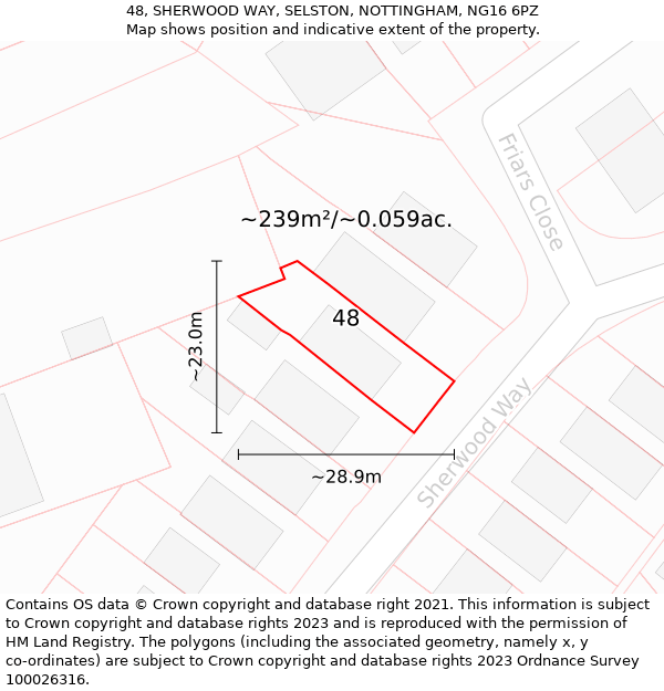 48, SHERWOOD WAY, SELSTON, NOTTINGHAM, NG16 6PZ: Plot and title map