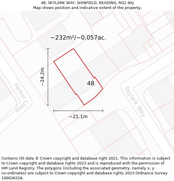 48, SKYLARK WAY, SHINFIELD, READING, RG2 9AJ: Plot and title map