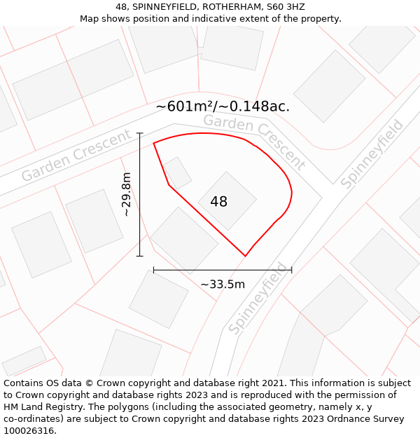 48, SPINNEYFIELD, ROTHERHAM, S60 3HZ: Plot and title map