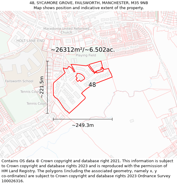 48, SYCAMORE GROVE, FAILSWORTH, MANCHESTER, M35 9NB: Plot and title map