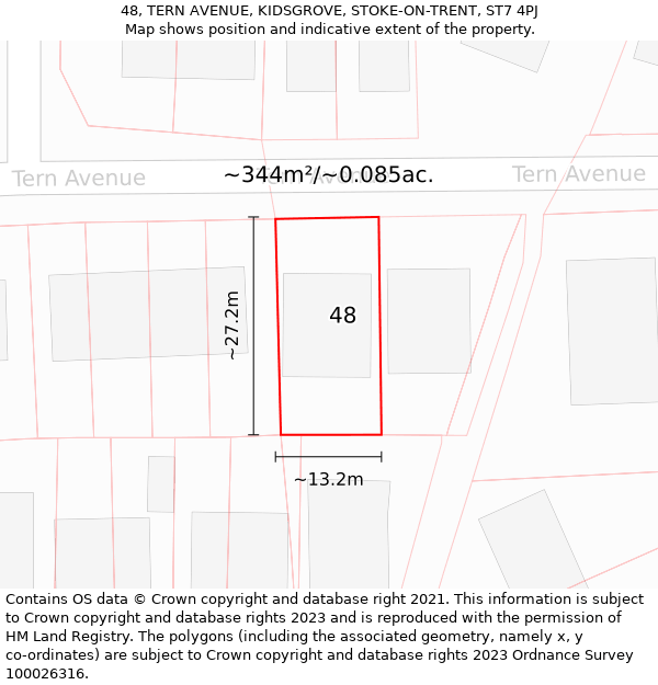 48, TERN AVENUE, KIDSGROVE, STOKE-ON-TRENT, ST7 4PJ: Plot and title map