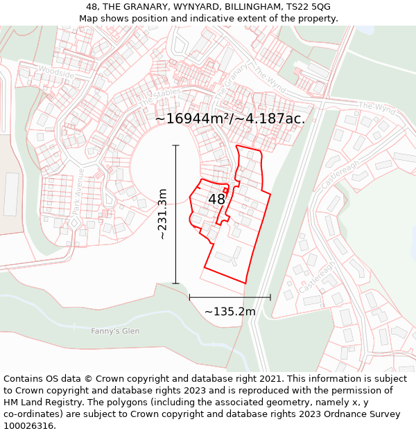 48, THE GRANARY, WYNYARD, BILLINGHAM, TS22 5QG: Plot and title map