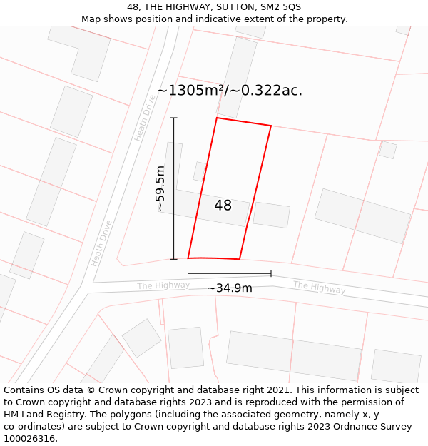 48, THE HIGHWAY, SUTTON, SM2 5QS: Plot and title map