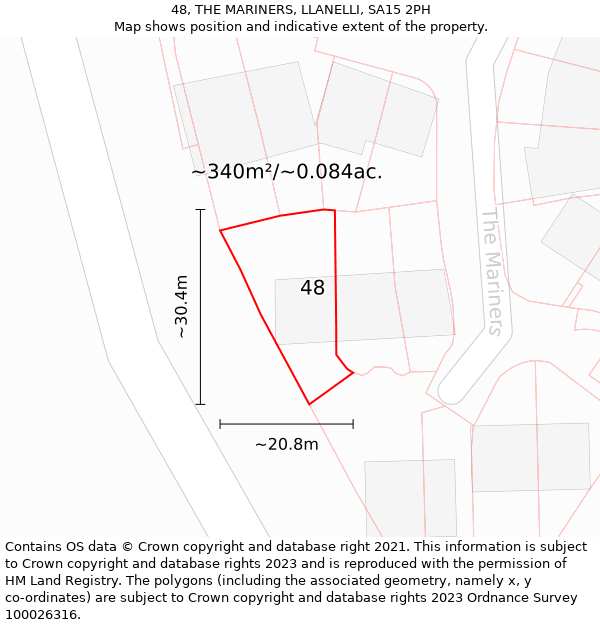 48, THE MARINERS, LLANELLI, SA15 2PH: Plot and title map