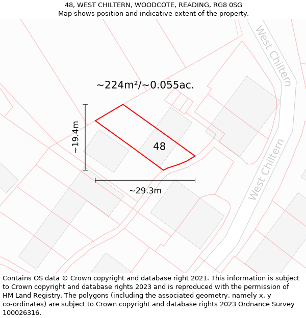 48, WEST CHILTERN, WOODCOTE, READING, RG8 0SG: Plot and title map