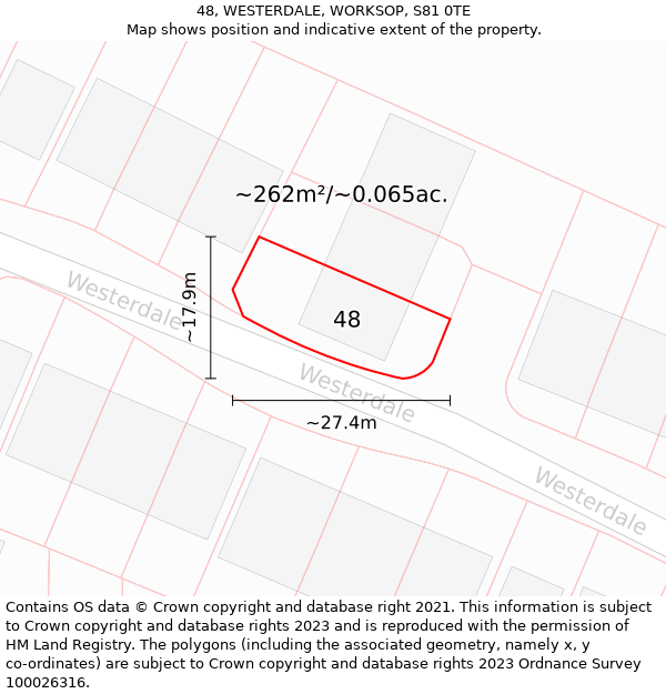 48, WESTERDALE, WORKSOP, S81 0TE: Plot and title map