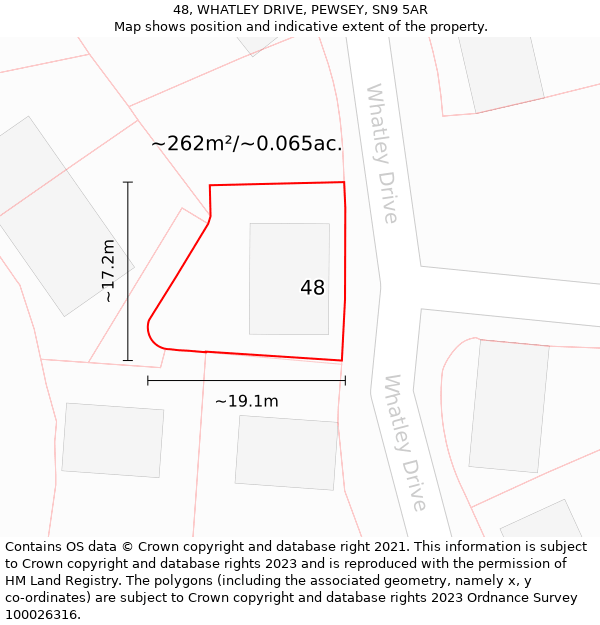 48, WHATLEY DRIVE, PEWSEY, SN9 5AR: Plot and title map