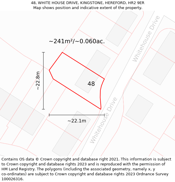 48, WHITE HOUSE DRIVE, KINGSTONE, HEREFORD, HR2 9ER: Plot and title map