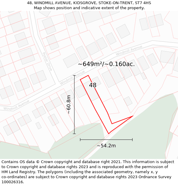 48, WINDMILL AVENUE, KIDSGROVE, STOKE-ON-TRENT, ST7 4HS: Plot and title map