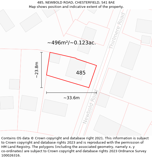 485, NEWBOLD ROAD, CHESTERFIELD, S41 8AE: Plot and title map