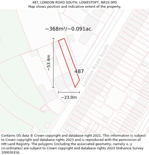 487, LONDON ROAD SOUTH, LOWESTOFT, NR33 0PD: Plot and title map