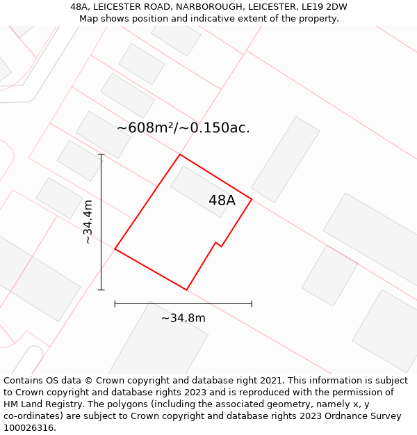 48A, LEICESTER ROAD, NARBOROUGH, LEICESTER, LE19 2DW: Plot and title map