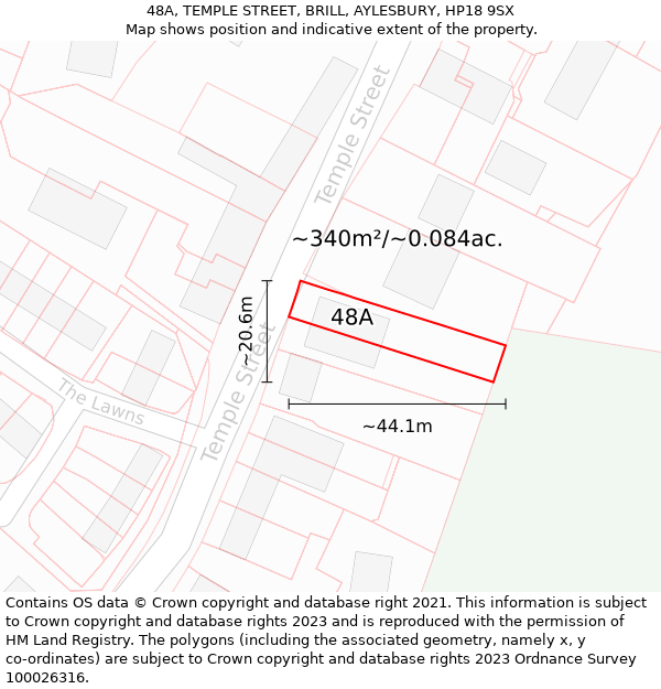 48A, TEMPLE STREET, BRILL, AYLESBURY, HP18 9SX: Plot and title map