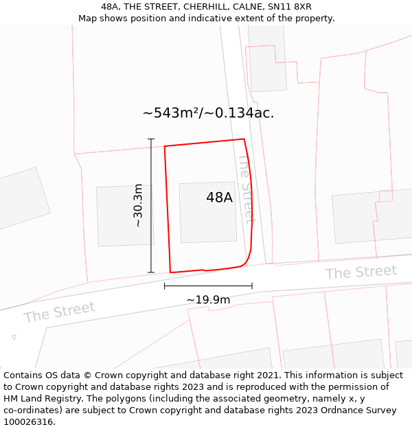 48A, THE STREET, CHERHILL, CALNE, SN11 8XR: Plot and title map