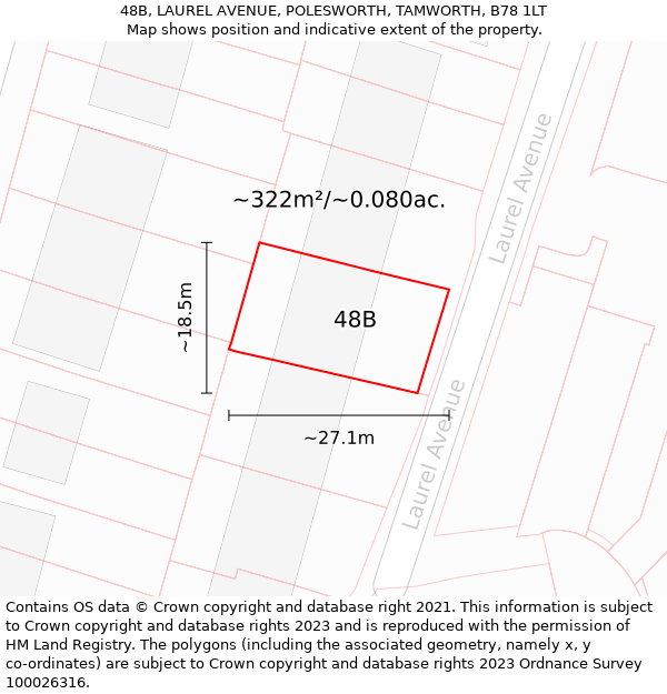 48B, LAUREL AVENUE, POLESWORTH, TAMWORTH, B78 1LT: Plot and title map