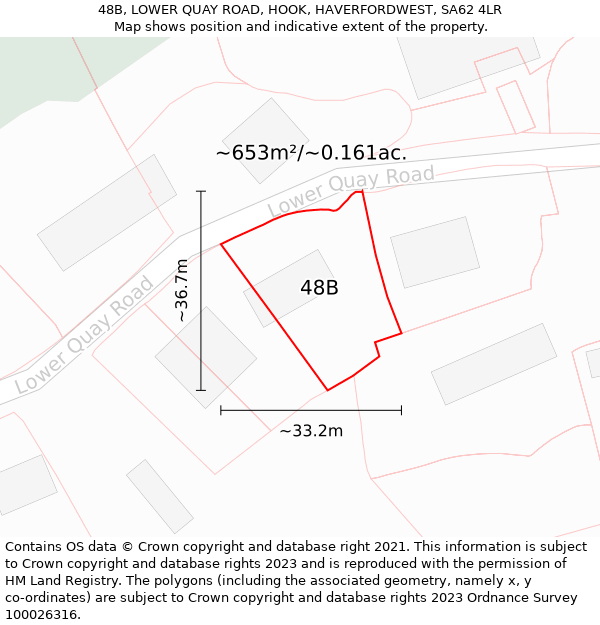 48B, LOWER QUAY ROAD, HOOK, HAVERFORDWEST, SA62 4LR: Plot and title map