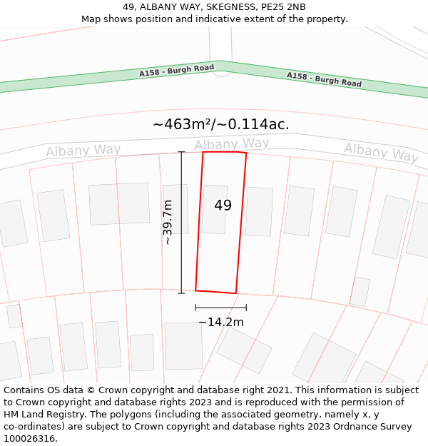 49, ALBANY WAY, SKEGNESS, PE25 2NB: Plot and title map