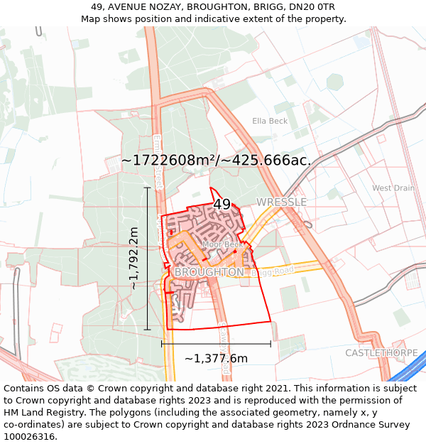 49, AVENUE NOZAY, BROUGHTON, BRIGG, DN20 0TR: Plot and title map