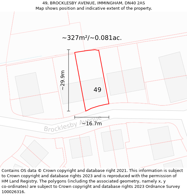 49, BROCKLESBY AVENUE, IMMINGHAM, DN40 2AS: Plot and title map