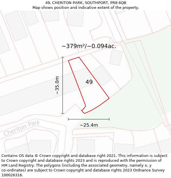 49, CHERITON PARK, SOUTHPORT, PR8 6QB: Plot and title map