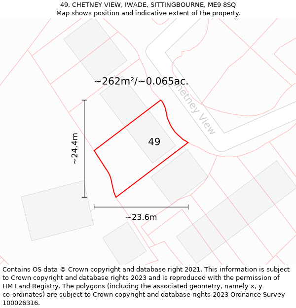 49, CHETNEY VIEW, IWADE, SITTINGBOURNE, ME9 8SQ: Plot and title map