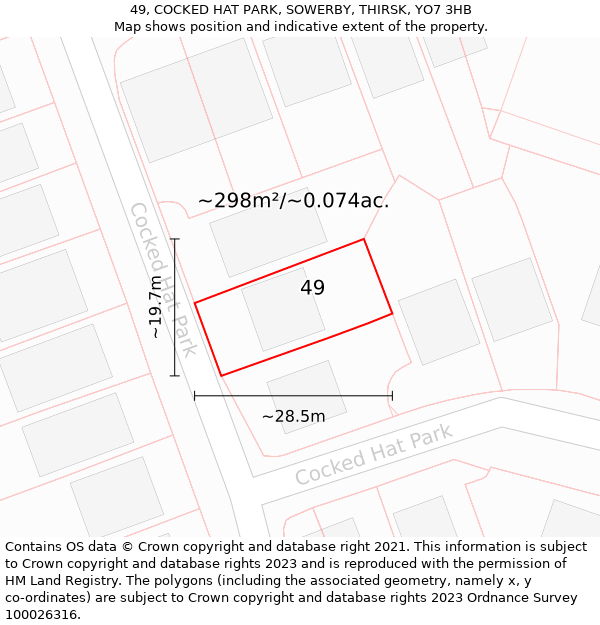 49, COCKED HAT PARK, SOWERBY, THIRSK, YO7 3HB: Plot and title map