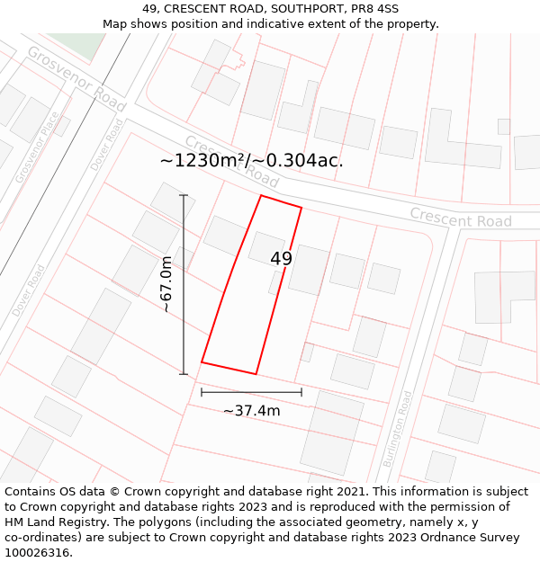 49, CRESCENT ROAD, SOUTHPORT, PR8 4SS: Plot and title map