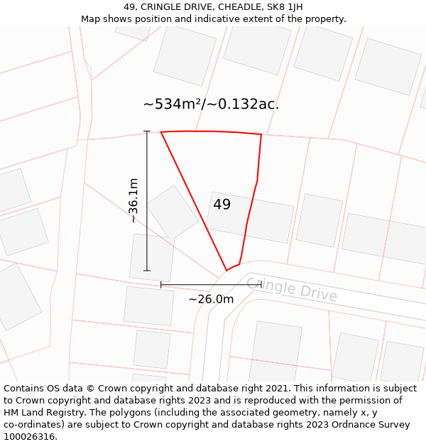 49, CRINGLE DRIVE, CHEADLE, SK8 1JH: Plot and title map