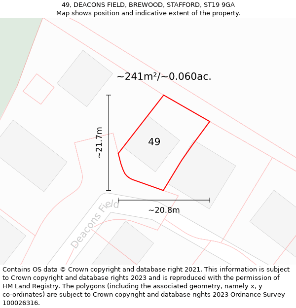 49, DEACONS FIELD, BREWOOD, STAFFORD, ST19 9GA: Plot and title map