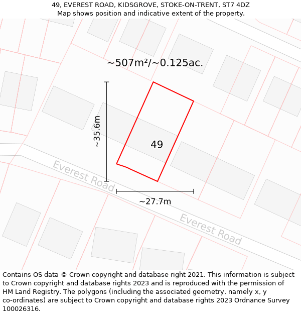 49, EVEREST ROAD, KIDSGROVE, STOKE-ON-TRENT, ST7 4DZ: Plot and title map