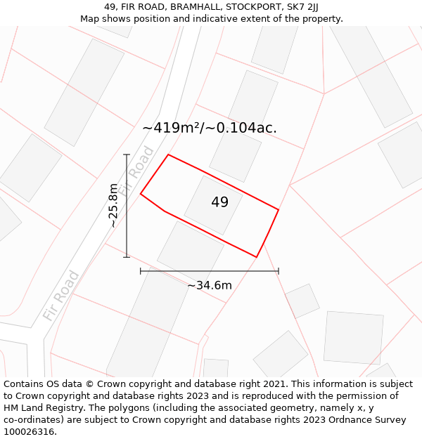 49, FIR ROAD, BRAMHALL, STOCKPORT, SK7 2JJ: Plot and title map