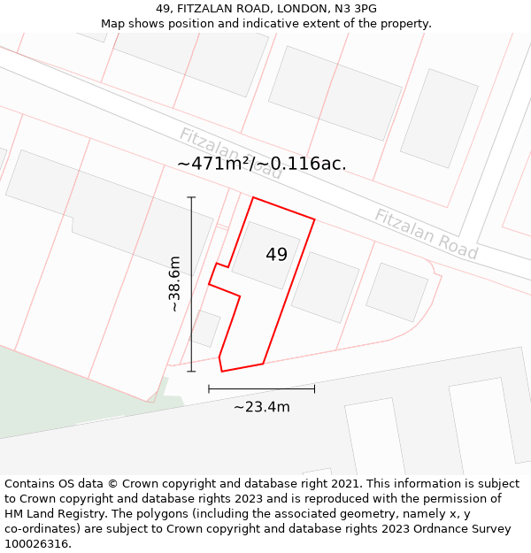 49, FITZALAN ROAD, LONDON, N3 3PG: Plot and title map