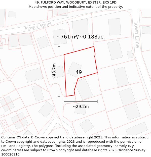 49, FULFORD WAY, WOODBURY, EXETER, EX5 1PD: Plot and title map